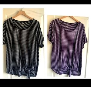 Evri lot of 2 striped shirt size 1X blue, black